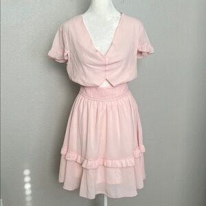 PrettyGarden Ruffle Blouson Dress Size Small - flawed
